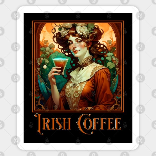 Irish Coffee Art Nouveau Sticker by HolidayBug